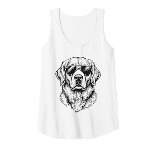 Damen Golden Retriever Hund trägt Sonnenbrille Grafik Tank Top von Dog Lover Pet Owner Outfits Gifts