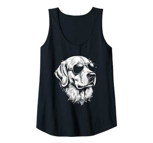 Damen Golden Retriever Hund trägt Sonnenbrille Grafik Tank Top von Dog Lover Pet Owner Outfits Gifts