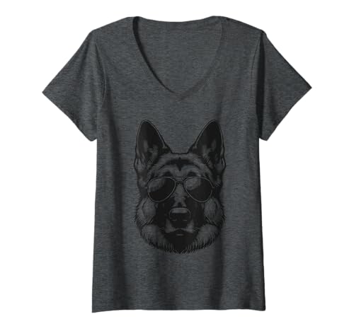 Damen Lustiger Schäferhund T-Shirt mit V-Ausschnitt Damen Lustiger Schäferhund T-Shirt mit V-Ausschnitt von Dog Lover Pet Owner Outfits Gifts