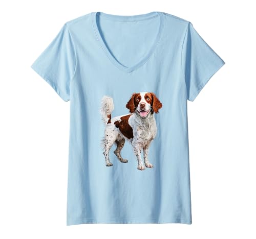 Damen Bezauberndes Springer Spaniel illustriertes Design T-Shirt mit V-Ausschnitt Damen Bezauberndes Springer Spaniel illustriertes Design T-Shirt mit V-Ausschnitt von Dog Lover's Haven