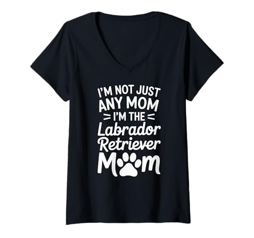 Damen Labrador Retriever Mom Zitat T-Shirt mit V-Ausschnitt von Dog Lover & Labrador Mother Saying