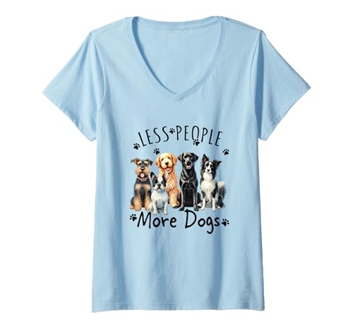 Damen Hunde Machen das Leben Besser T-Shirt mit V-Ausschnitt von Dog Lovers Canine Companions United Paw Friends