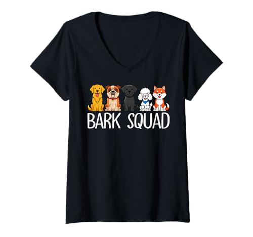 Damen Hund - Bark Squad T-Shirt mit V-Ausschnitt Damen Hund - Bark Squad T-Shirt mit V-Ausschnitt von Dog Mood Apparel
