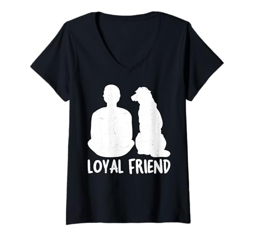 Damen Hund - treuer Freund T-Shirt mit V-Ausschnitt Damen Hund - treuer Freund T-Shirt mit V-Ausschnitt von Dog Mood Apparel
