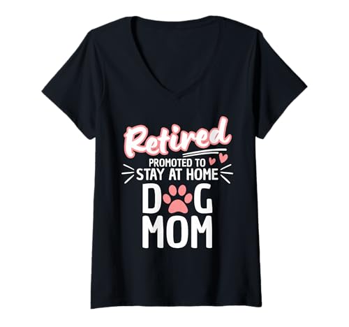 Damen Hundemama Life im Ruhestand T-Shirt mit V-Ausschnitt Damen Hundemama Life im Ruhestand T-Shirt mit V-Ausschnitt von Dog Mother Retirement Saying