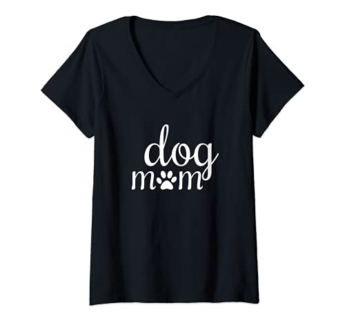 Damen Dog Mum - Hundehalter Hundeliebhaber Hund Hunde T-Shirt mit V-Ausschnitt von Dog Mum - Geschenk für Hundehalter Haustier