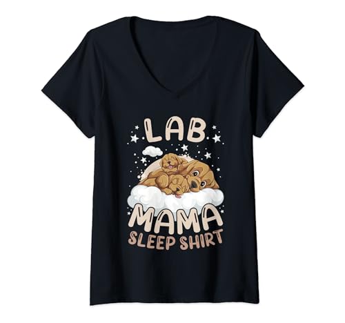 Damen Beste Labrador Mama, Hund mit Welpe, Muttertag T-Shirt mit V-Ausschnitt von Dog Parents Gift Ideas by Conreo