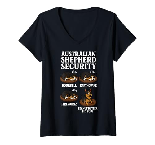 Damen Australian Shepherd Sicherheit T-Shirt mit V-Ausschnitt Damen Australian Shepherd Sicherheit T-Shirt mit V-Ausschnitt von Dog Security