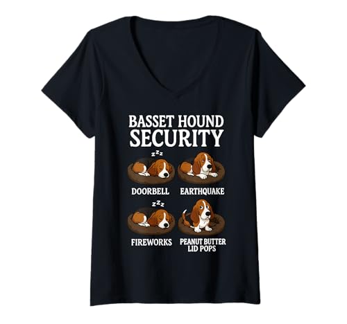 Damen Basset Hound Security T-Shirt mit V-Ausschnitt Damen Basset Hound Security T-Shirt mit V-Ausschnitt von Dog Security