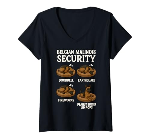 Damen Belgische Malinois-Sicherheit T-Shirt mit V-Ausschnitt von Dog Security