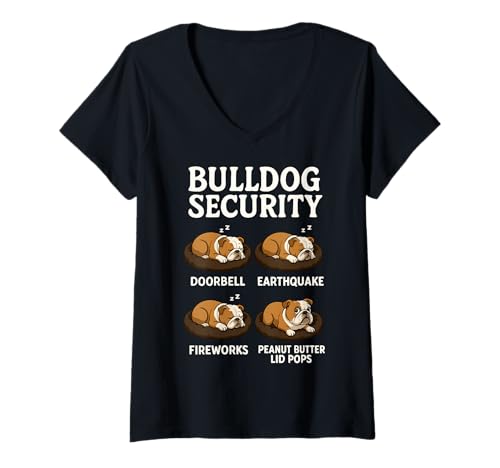 Damen Bulldog-Sicherheit T-Shirt mit V-Ausschnitt Damen Bulldog-Sicherheit T-Shirt mit V-Ausschnitt von Dog Security