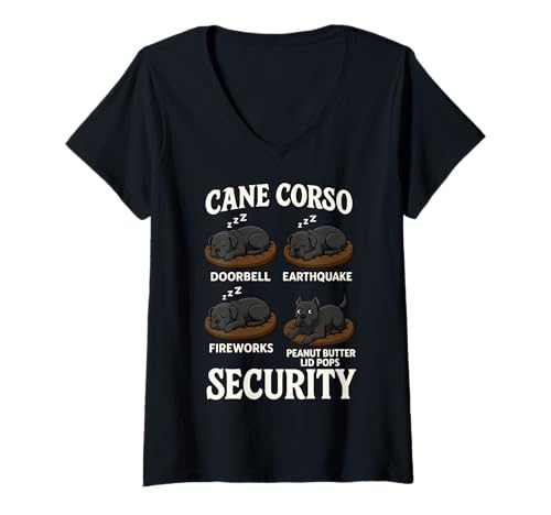 Damen Cane Corso Sicherheit T-Shirt mit V-Ausschnitt Damen Cane Corso Sicherheit T-Shirt mit V-Ausschnitt von Dog Security