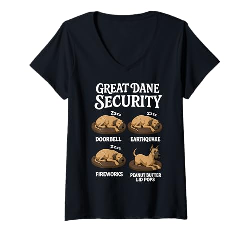 Damen Deutsche Dogge Security T-Shirt mit V-Ausschnitt Damen Deutsche Dogge Security T-Shirt mit V-Ausschnitt von Dog Security