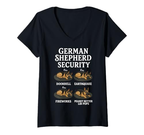 Damen Deutscher Schäferhund Security T-Shirt mit V-Ausschnitt Damen Deutscher Schäferhund Security T-Shirt mit V-Ausschnitt von Dog Security
