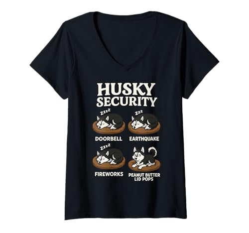 Damen Husky Security T-Shirt mit V-Ausschnitt Damen Husky Security T-Shirt mit V-Ausschnitt von Dog Security