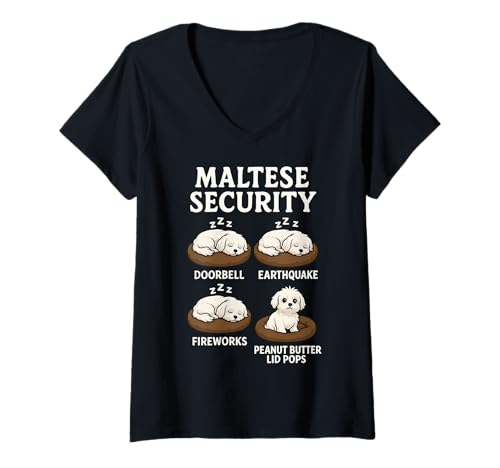 Damen Maltesische Sicherheit T-Shirt mit V-Ausschnitt von Dog Security