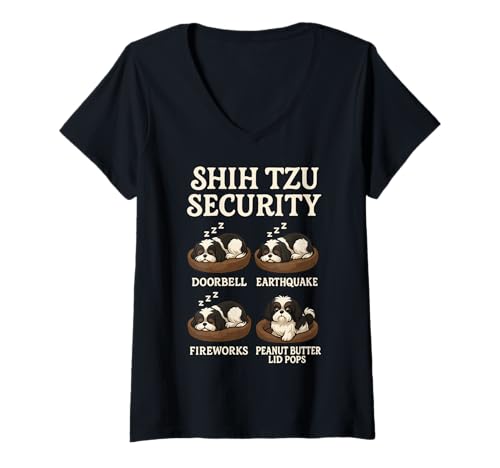 Damen Shih Tzu Sicherheit T-Shirt mit V-Ausschnitt Damen Shih Tzu Sicherheit T-Shirt mit V-Ausschnitt von Dog Security