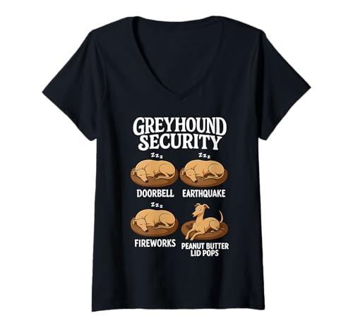 Damen Windhund-Sicherheit T-Shirt mit V-Ausschnitt Damen Windhund-Sicherheit T-Shirt mit V-Ausschnitt von Dog Security