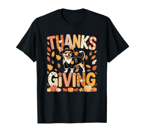 Thanksgiving Chihuahua Cute Pilgrim Fall Leaves Besitzer Kinder T-Shirt von Dog Thanksgiving Costume