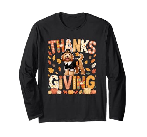 Thanksgiving Cockapoo, niedliches Pilgerherbstlaub, Besitzer, Kinder Langarmshirt von Dog Thanksgiving Costume