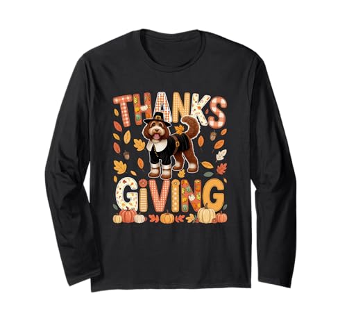 Thanksgiving Sproodle, niedliches Pilgerherbstlaub, Besitzer, Kinder Langarmshirt von Dog Thanksgiving Costume