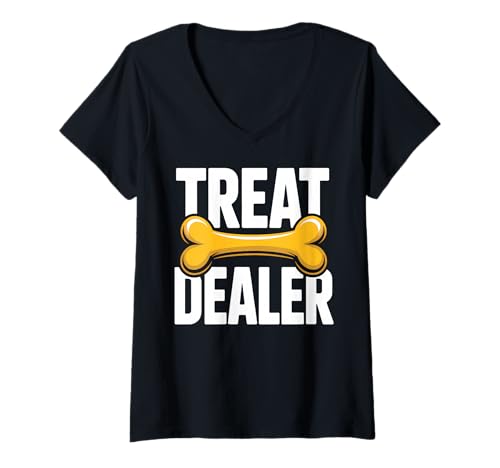 Damen Leckerli-Dealer, lustiger Hundebesitzer oder Trainer, Tierliebhaber T-Shirt mit V-Ausschnitt Damen Leckerli-Dealer, lustiger Hundebesitzer oder Trainer, Tierliebhaber T-Shirt mit V-Ausschnitt von Dog Trainer Gifts