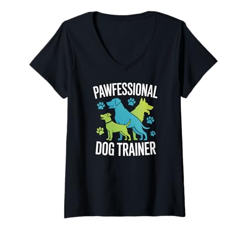 Damen Pawfessional Hundetrainer Hundeführer T-Shirt mit V-Ausschnitt Damen Pawfessional Hundetrainer Hundeführer T-Shirt mit V-Ausschnitt von Dog Training Enthusiasts Canine Experts