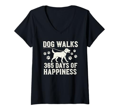 Damen Labrador Retriever Dog Owner Walks Yellow Black Lab Graphic T-Shirt mit V-Ausschnitt Damen Labrador Retriever Dog Owner Walks Yellow Black Lab Graphic T-Shirt mit V-Ausschnitt von Dog Walker Apparel