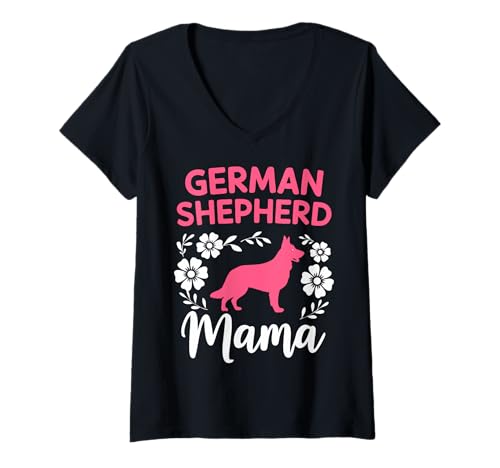 Damen Deutscher Schäferhund Mama Mutter Hund Deutsche Schäferhunde T-Shirt mit V-Ausschnitt von Dog owner Belgian Shepherd Malinois