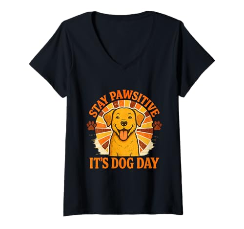 Damen Hund für Männer - Stay Pawsitive Dog Lovers T-Shirt mit V-Ausschnitt Damen Hund für Männer - Stay Pawsitive Dog Lovers T-Shirt mit V-Ausschnitt von Dog shirts for humans