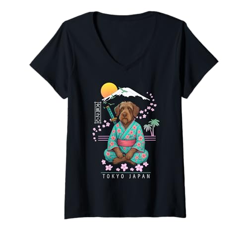 Damen Griffon d’arrêt à Poil dur – Korthals T-Shirt mit V-Ausschnitt von Dog & Pet Owner Art