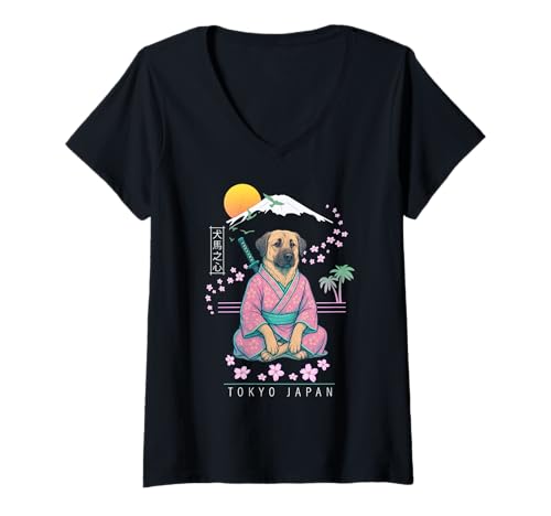 Damen Kangal-Hirtenhund Kangal T-Shirt mit V-Ausschnitt von Dog & Pet Owner Art