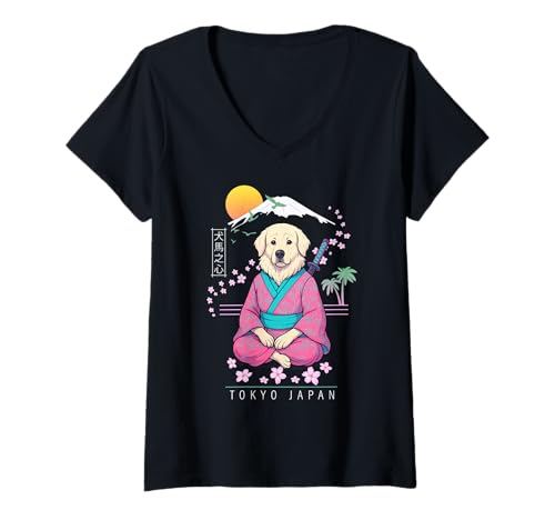 Damen Pyrenäenberghund Chien de Montagne des Pyrénées Pyrenäer T-Shirt mit V-Ausschnitt von Dog & Pet Owner Art