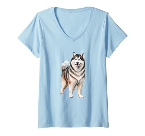 Damen Alaskan Malamute Hundeliebhaber, Haustierbesitzer, niedlicher Welpe T-Shirt mit V-Ausschnitt Damen Alaskan Malamute Hundeliebhaber, Haustierbesitzer, niedlicher Welpe T-Shirt mit V-Ausschnitt von DogLoverDesigns