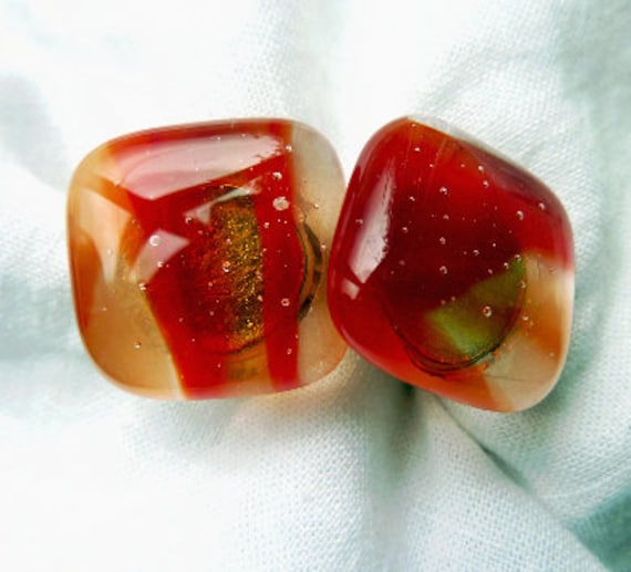 Geschmolzene Glas Manschettenknöpfe "Flambee" von DogRockGlassDesign