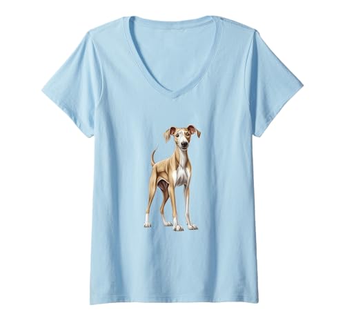 Damen Entzückende Whippet-Hundekunst für Tierliebhaber T-Shirt mit V-Ausschnitt von Doggo Delights