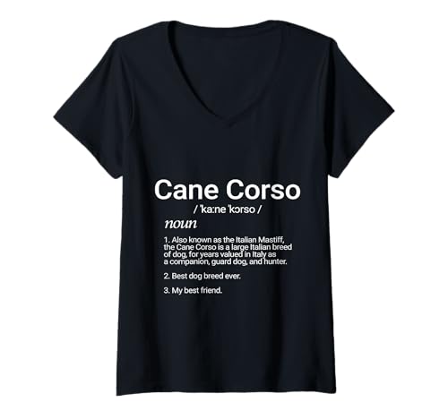 Damen Cane Corso Definition: Niedlicher Hundebesitzer Kostüm Cane Corso Hund T-Shirt mit V-Ausschnitt Damen Cane Corso Definition: Niedlicher Hundebesitzer Kostüm Cane Corso Hund T-Shirt mit V-Ausschnitt von Dogs Are Companions