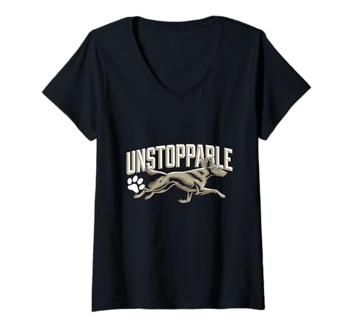 Damen Funny Unstoppable Dog im Retro-Look ist Unstoppable Funny Dog Dogs T-Shirt mit V-Ausschnitt von Dogs Lover Dog Is My Spirit Animal Quote Dog Shirt