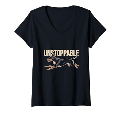 Damen Funny Unstoppable Dog im Retro-Look ist Unstoppable Funny Dog Dogs T-Shirt mit V-Ausschnitt von Dogs Lover Dog Is My Spirit Animal Quote Dog Shirt