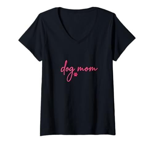 Damen Dog Mom - Geschenk für Frauen mit Hund T-Shirt mit V-Ausschnitt von Dogs Mom Hundeglück