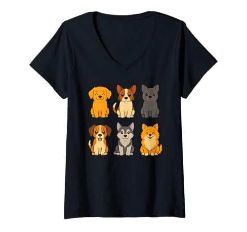 Damen Dogs Puppies Cute Dog Lover T-Shirt mit V-Ausschnitt Damen Dogs Puppies Cute Dog Lover T-Shirt mit V-Ausschnitt von Dogs Puppies Cute Dog Lover Apparel