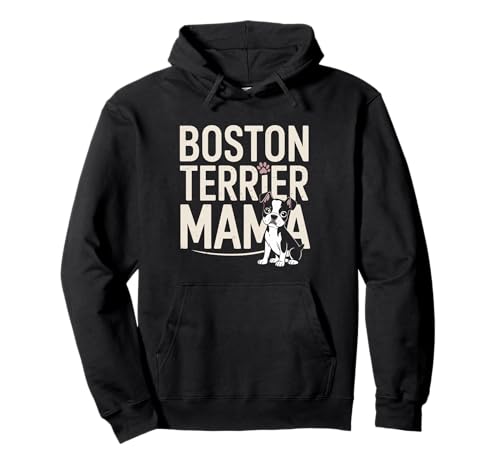 Boston Terrier Mama, süßer Welpen- und Pfotenabdruck für Hundemütter Pullover Hoodie von Dogs and Pet Parent Fun Designs