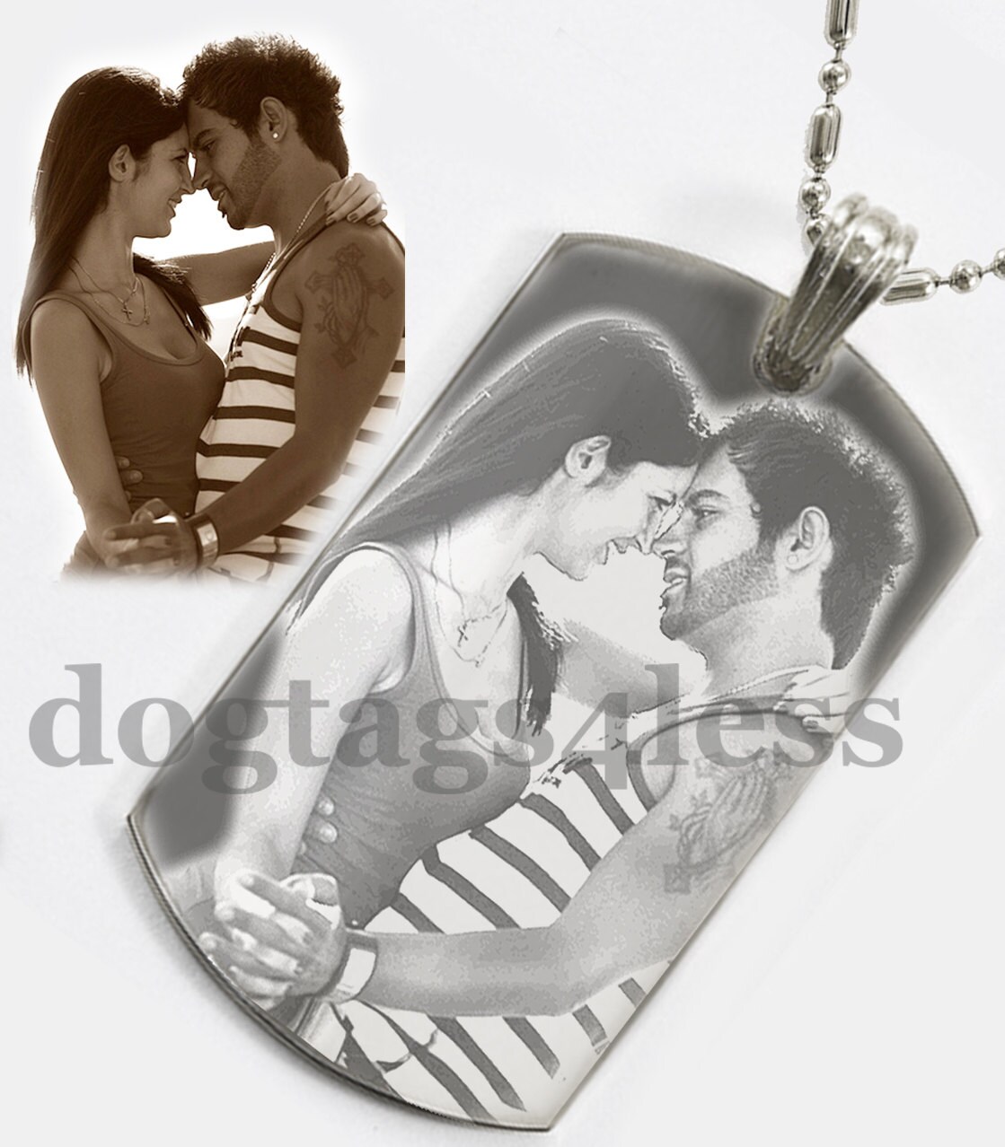 Personalisierte Foto Dog Tag Halskette Individuell Gravierter Anhänger Personalisierte Foto Dog Tag Halskette Individuell Gravierter Anhänger von Dogtags4Less