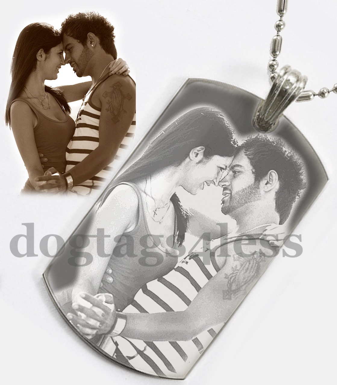 Personalisierte Foto Dog Tag Halskette Individuell Gravierter Anhänger Personalisierte Foto Dog Tag Halskette Individuell Gravierter Anhänger von Dogtags4Less