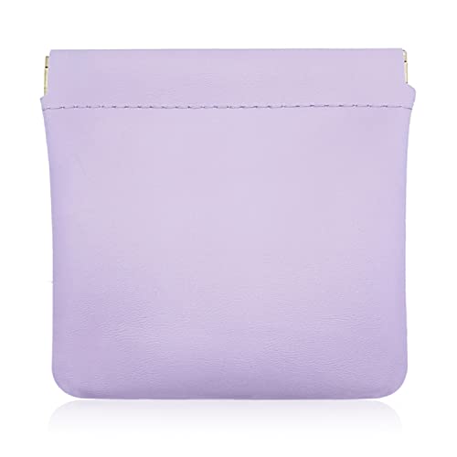 Dohia D1-TPSNB Mini-Kosmetiktasche aus PU-Leder, tragbare Make-up-Tasche mit Quetschverschluss, Schmuckbeutel, Reisetasche, Münzhalter für Damen, Violett, Niedlich von Dohia