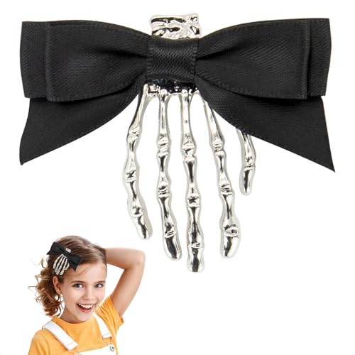 Dohia ST3-KLGSZFJ Halloween Skelett Klauen Haarspangen Niedliche Skelett Hand Schleife Haarspange Halloween Punk Rock Zombie Horror Party Dekoration Cosplay Kostüm Haarschmuck für Mädchen Frauen von Dohia