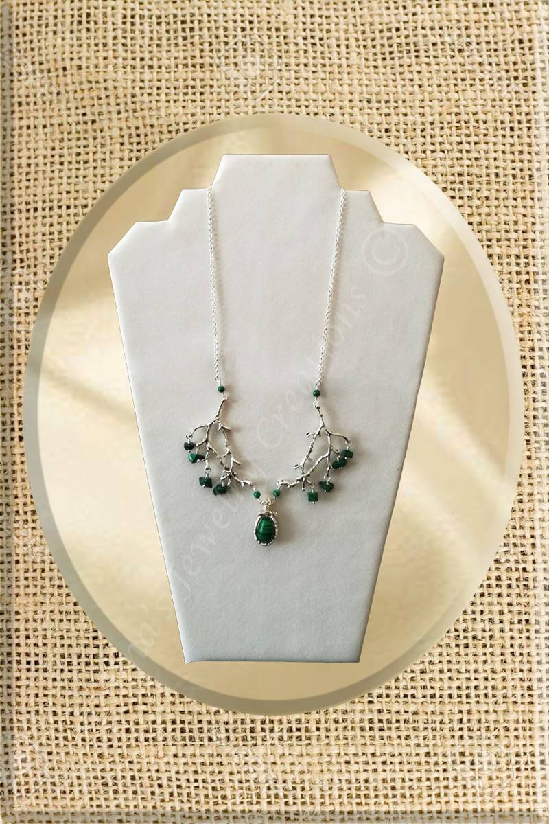 Halskette, Malachit, Draht Umwickelt, Geschenk Für Sie, Auf 0, 925 Silber Kette Halskette, Malachit, Draht Umwickelt, Geschenk Für Sie, Auf 0, 925 Silber Kette von DoinaJewelryCreation