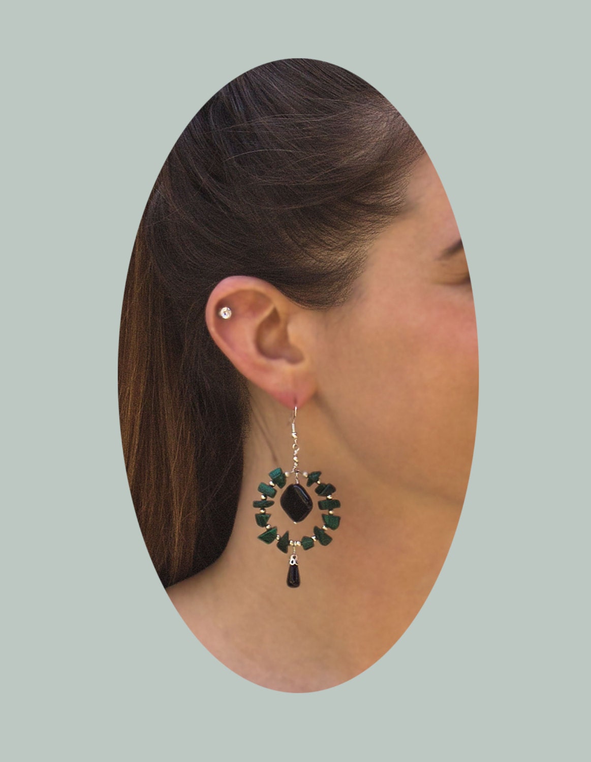 Ohrringe - Malachit, Onyx Creolen Ohrringe - Malachit, Onyx Creolen von DoinaJewelryCreation