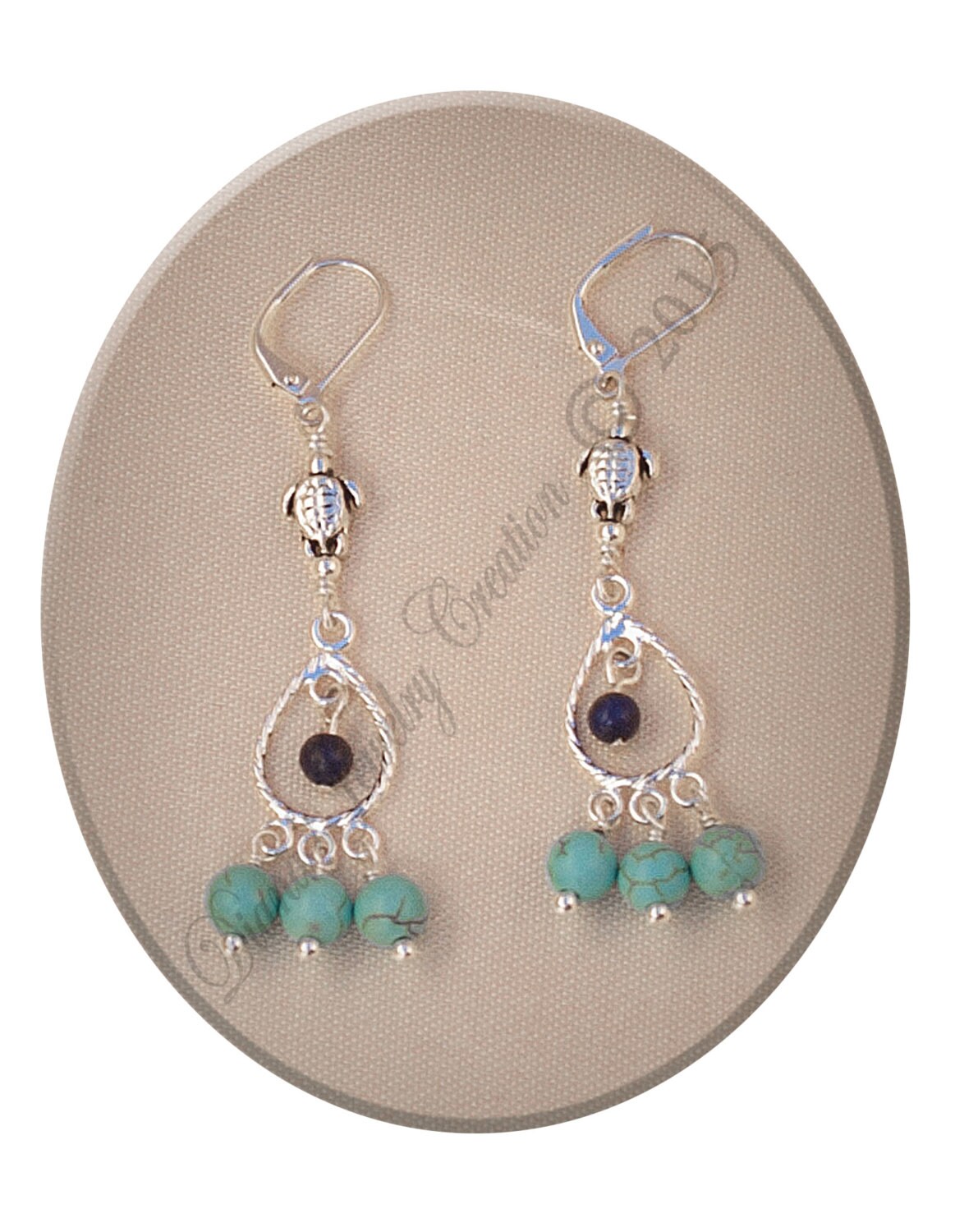 Ohrringe - Türkis Gefärbt Howlite Oder Saphir Und Lapislazuli Kronleuchter Silber 925 Ohr Drähte Ohrringe - Türkis Gefärbt Howlite Oder Saphir Und Lapislazuli Kronleuchter Silber 925 Ohr Drähte von DoinaJewelryCreation