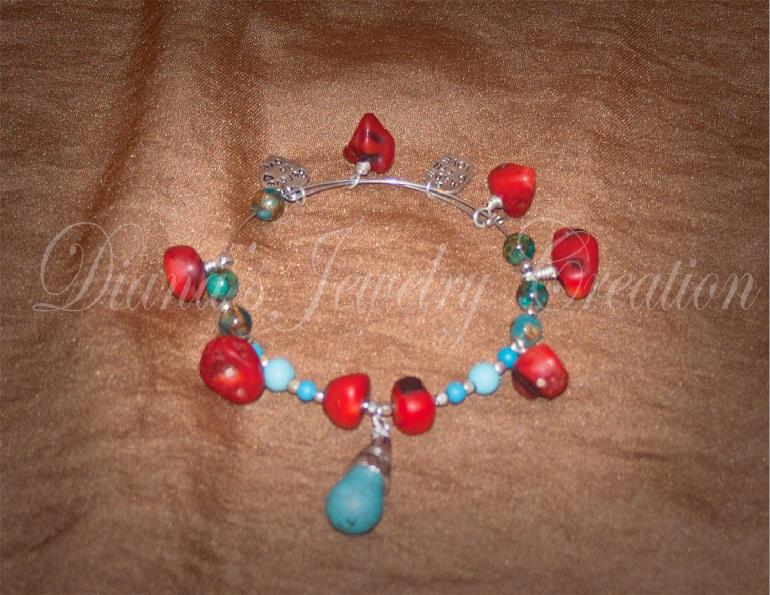 Schmuck - Armband Türkis Howlith Mit Versilbertem Akzente Gefärbt Schmuck - Armband Türkis Howlith Mit Versilbertem Akzente Gefärbt von DoinaJewelryCreation